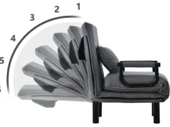 Fauteuil Met Kussen En Verstelbare Rugleuning - Om Te Bouwen Tot Fauteuil - Linnen Stof - Grijs-ModernLuxe Sale