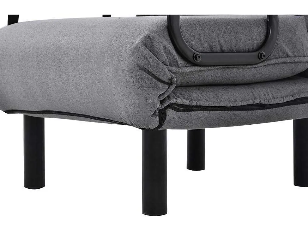 Fauteuil Met Kussen En Verstelbare Rugleuning - Om Te Bouwen Tot Fauteuil - Linnen Stof - Grijs-ModernLuxe Sale