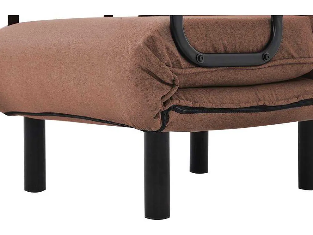 Fauteuil Met Kussen En Verstelbare Rugleuning - Om Te Bouwen Tot Fauteuil - Linnen Stof - Bruin-ModernLuxe New