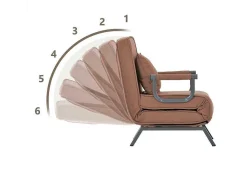 Fauteuil Met Kussen En Verstelbare Rugleuning - Om Te Bouwen Tot Fauteuil - Linnen Stof - Bruin-ModernLuxe New