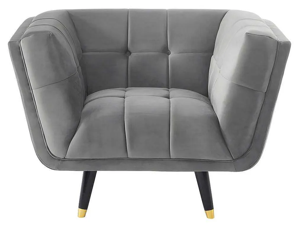 Fauteuil Samantha Ii Van Fluweel - Grijs-Vente-unique
