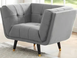 Fauteuil Samantha Ii Van Fluweel - Grijs-Vente-unique