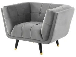 Fauteuil Samantha Ii Van Fluweel - Grijs-Vente-unique