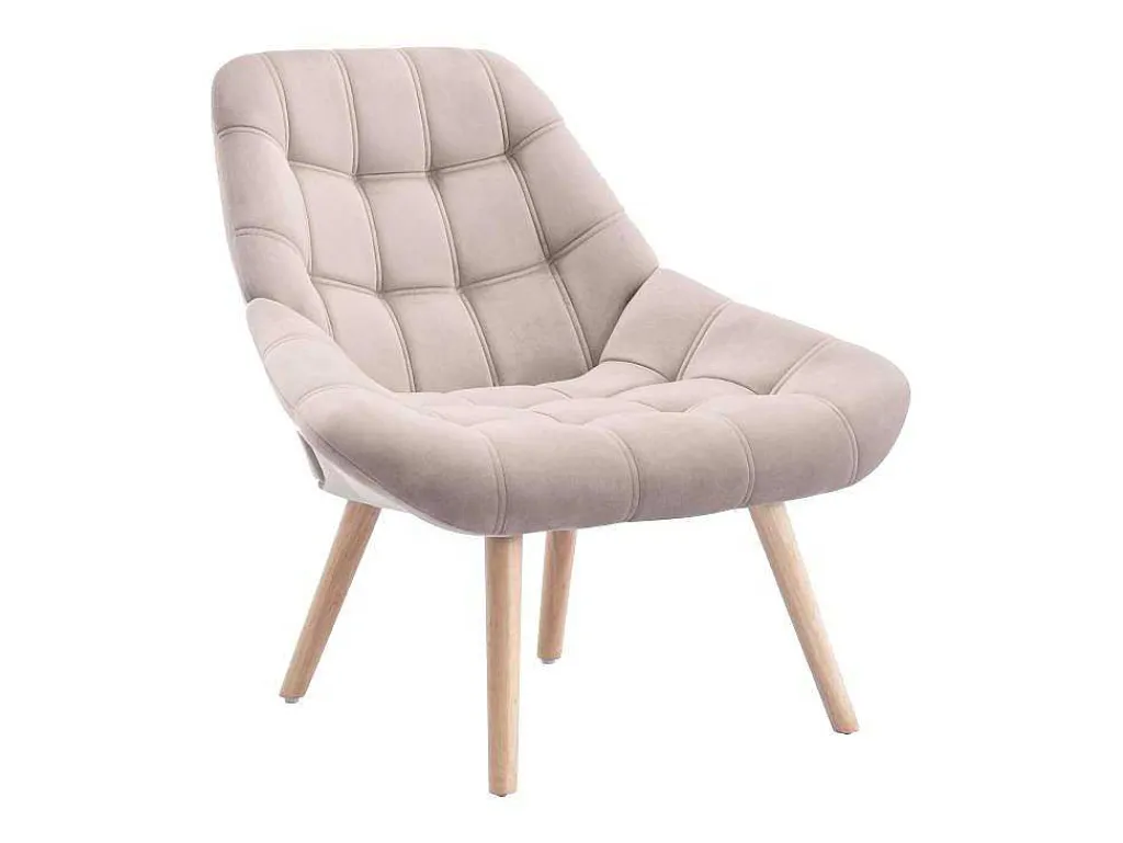 Fauteuil Van Beige Fluweel - Luosto-Vente-unique Discount