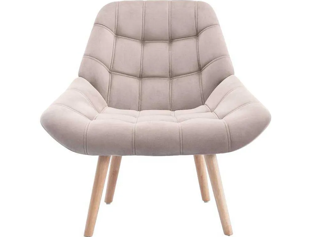 Fauteuil Van Beige Fluweel - Luosto-Vente-unique Discount
