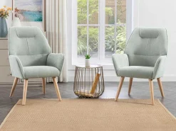 Fauteuil Van Blauwgroene Stof Osimo-Vente-unique Outlet