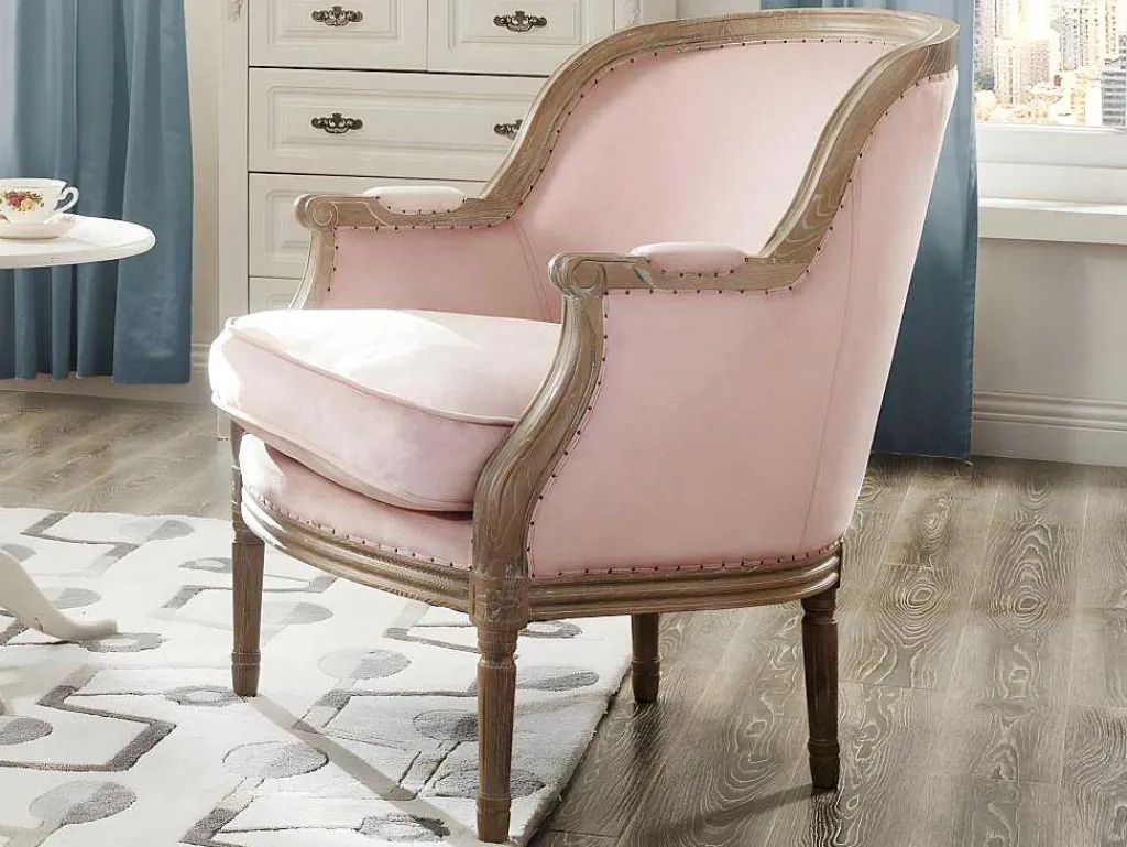 Fauteuil Van Fluweel Alienor Pastel Roze-Vente-unique