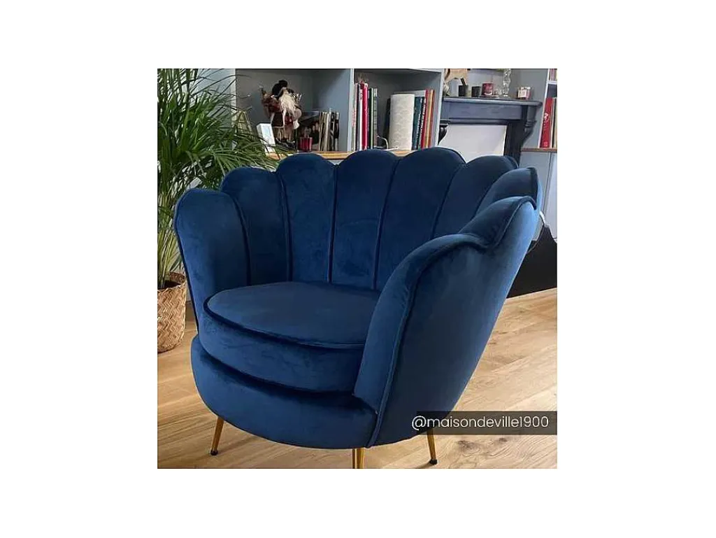 Fauteuil Van Fluweel Dandelion - Donkerblauw - Van-PASCAL MORABITO Outlet