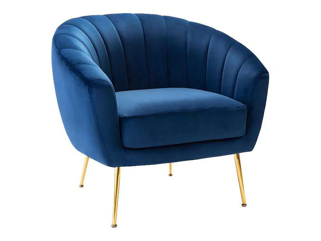 Fauteuil Van Fluweel Pablito - Nachtblauw-Vente-unique Clearance
