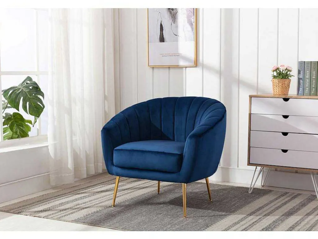 Fauteuil Van Fluweel Pablito - Nachtblauw-Vente-unique Clearance