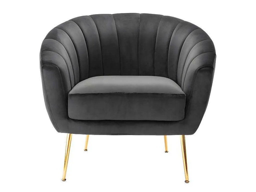 Fauteuil Van Fluweel Pablito - Antraciet-Vente-unique Online
