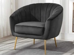 Fauteuil Van Fluweel Pablito - Antraciet-Vente-unique Online