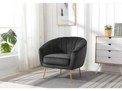 Fauteuil Van Fluweel Pablito - Antraciet-Vente-unique Online