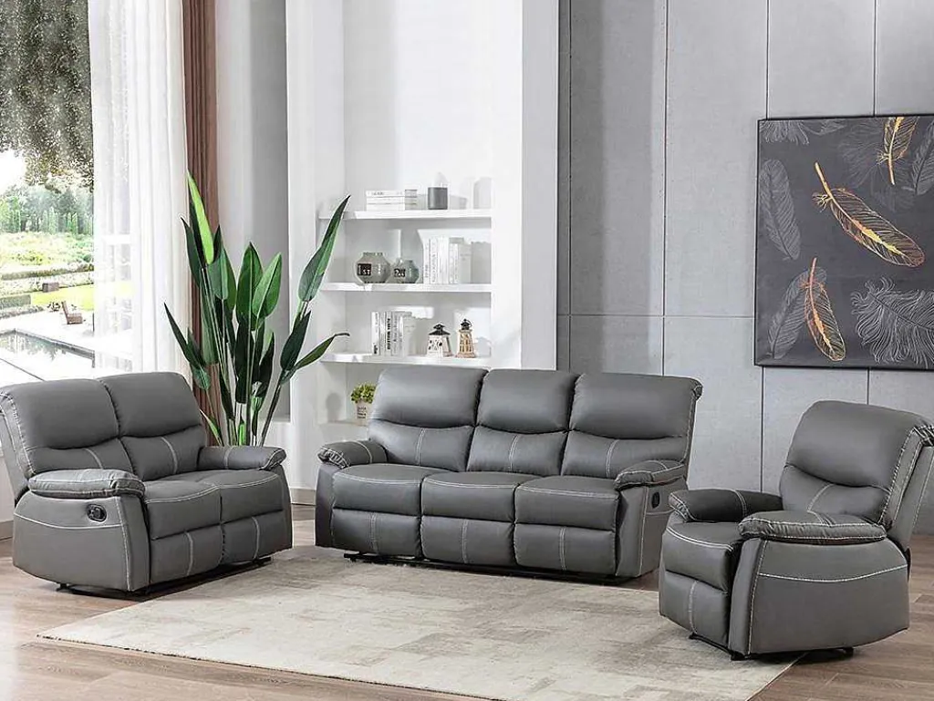 Fauteuil Van Grijze Kunstleer Canby-Vente-unique Discount