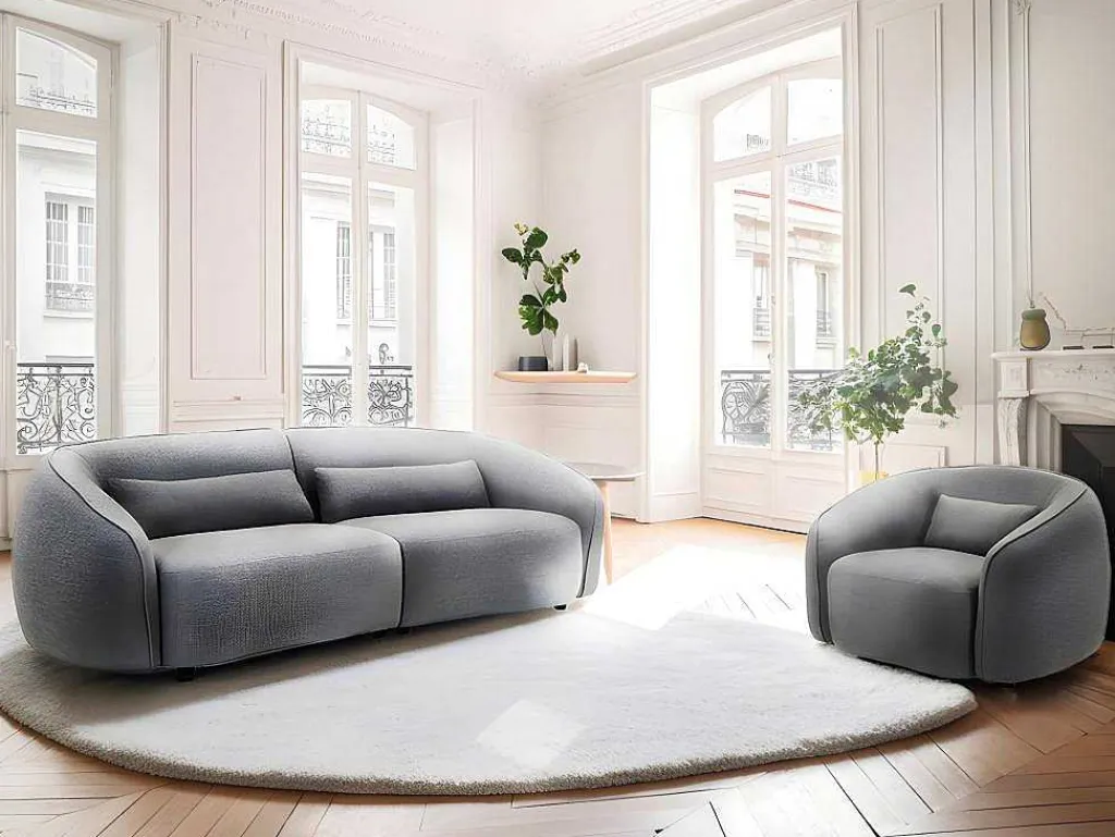 Fauteuil Van Grijze Stof Stefian-Vente-unique Best