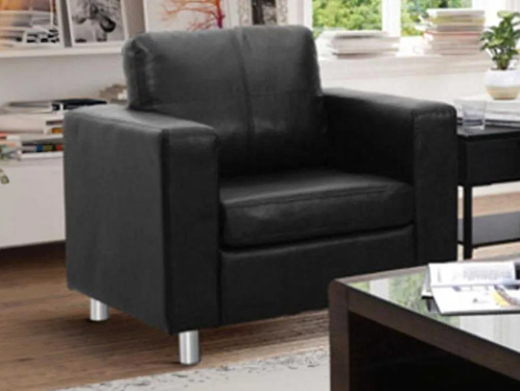 Fauteuil Van Kunstleer Ackley - Zwart-Vente-unique Discount