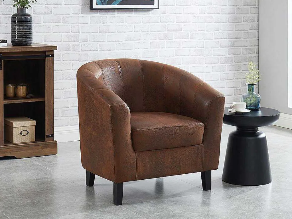 Fauteuil Van Microvezel - Oud Bruin - Cristobal Ii-Vente-unique Outlet