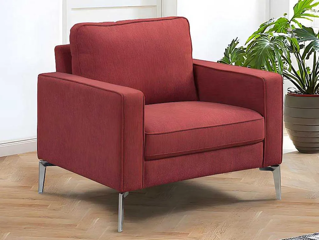 Fauteuil Van Rode Stof Tibori-Vente-unique Online