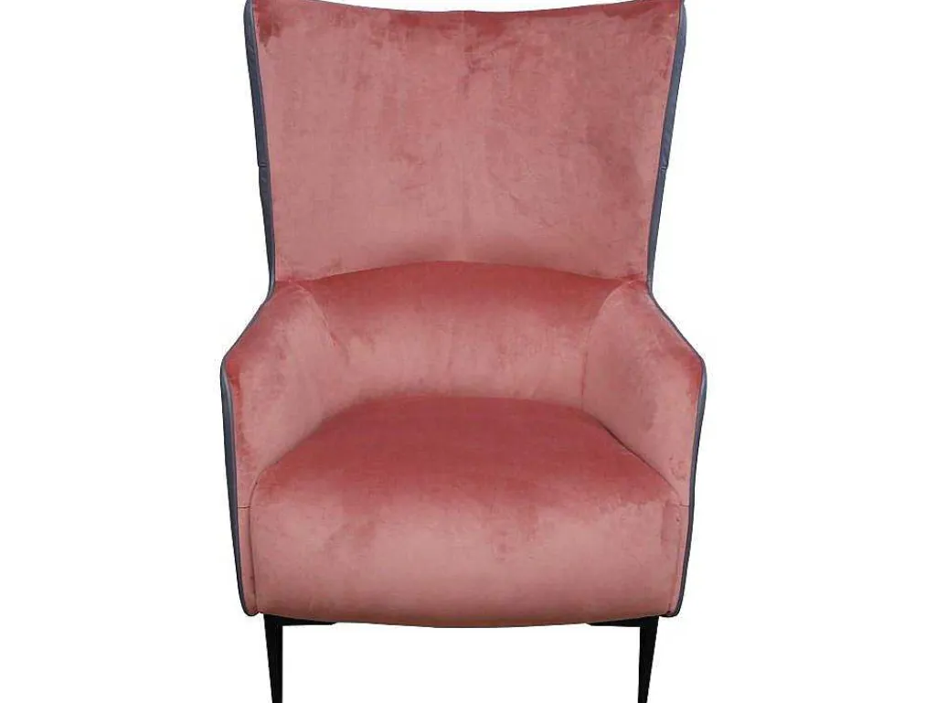 Fauteuil Van Roze Fluweel En Antraciet Structuur Mendocino-Vente-unique Outlet