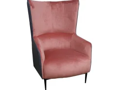 Fauteuil Van Roze Fluweel En Antraciet Structuur Mendocino-Vente-unique Outlet