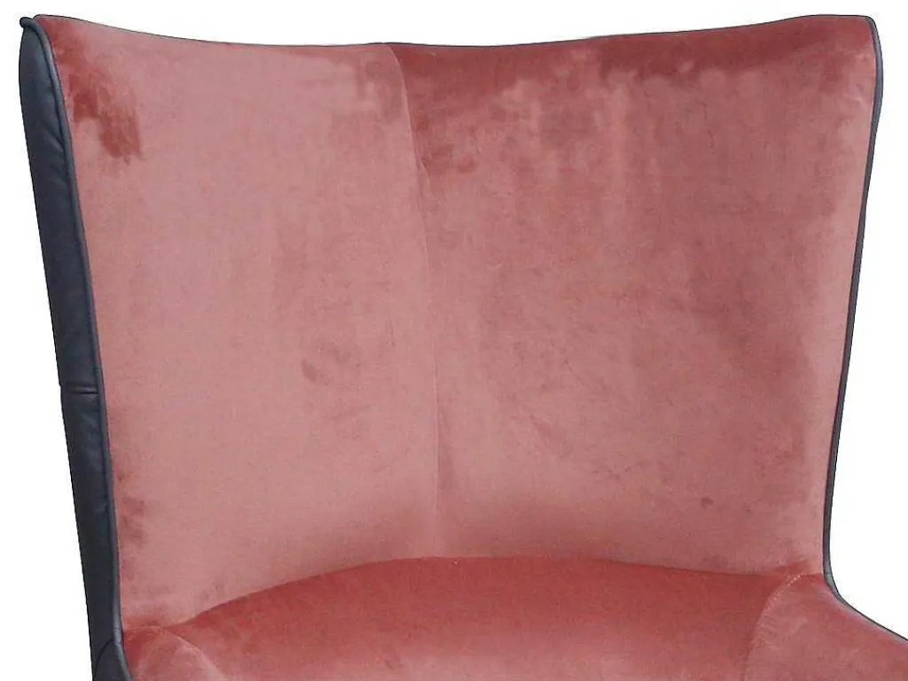 Fauteuil Van Roze Fluweel En Antraciet Structuur Mendocino-Vente-unique Outlet