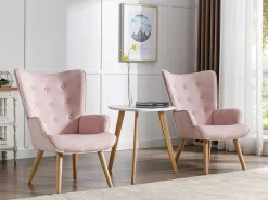 Fauteuil Van Roze Velours Vately-Vente-unique Discount