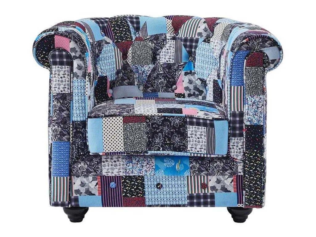 Fauteuil Van Stof Met Patchwork-Motief Chesterfield-Vente-unique Best