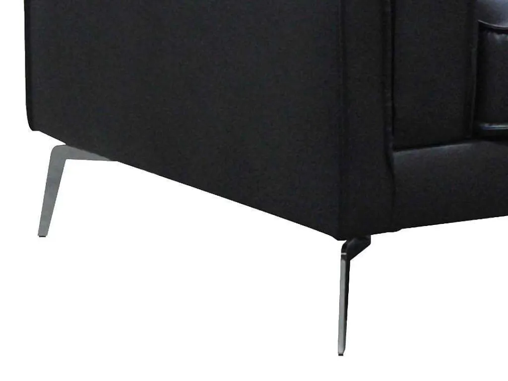 Fauteuil Van Zwart Leer Lecco-Vente-unique Outlet