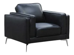 Fauteuil Van Zwart Leer Lecco-Vente-unique Outlet