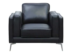 Fauteuil Van Zwart Leer Lecco-Vente-unique Outlet