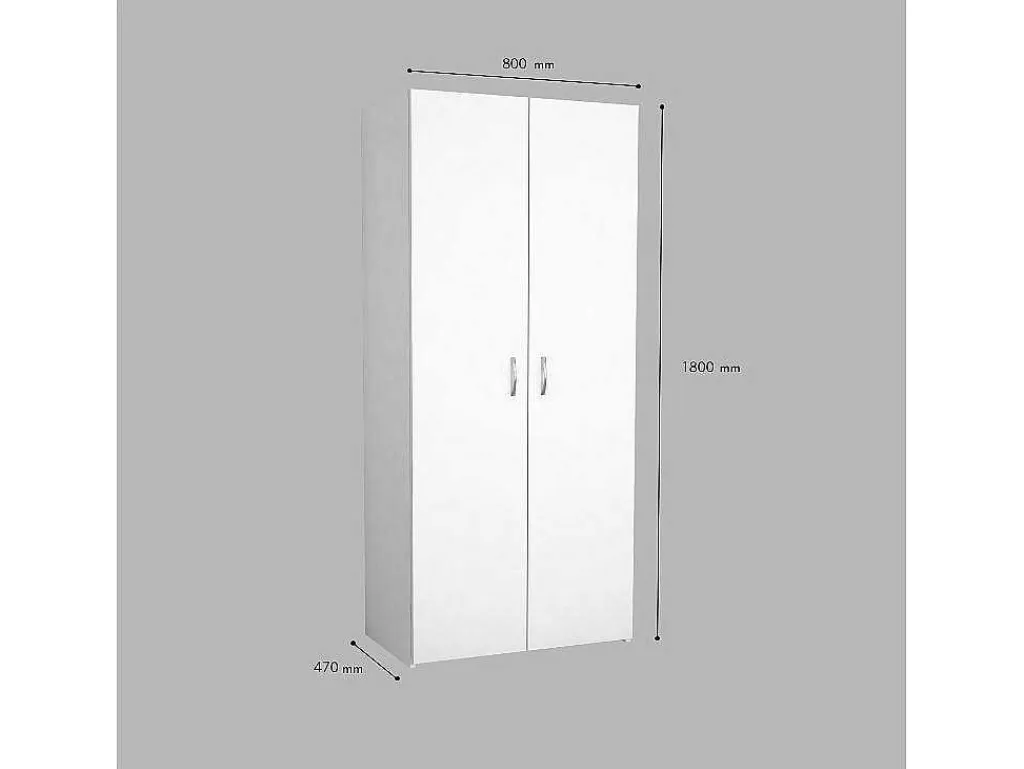 Flavia Kledingkast, Wit, 80X47X180 Cm,-EPIKASA New
