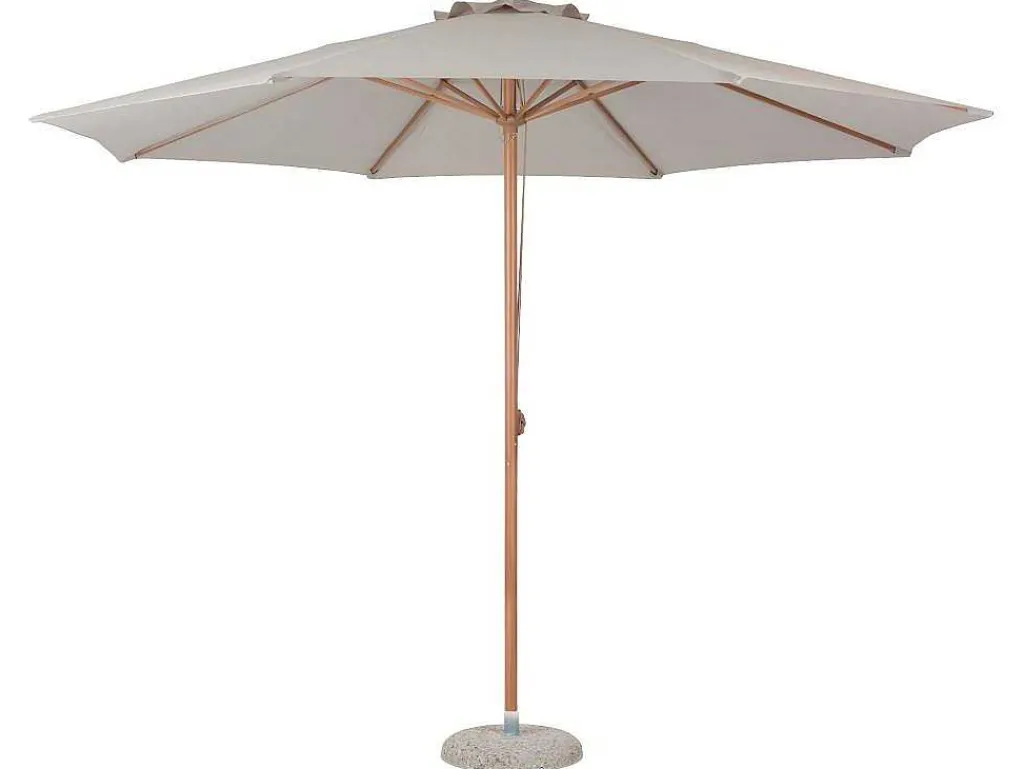 Frank Zonnescherm Parasol Met Dissel O3.5M Teak Decor, Beige.-Vente-unique