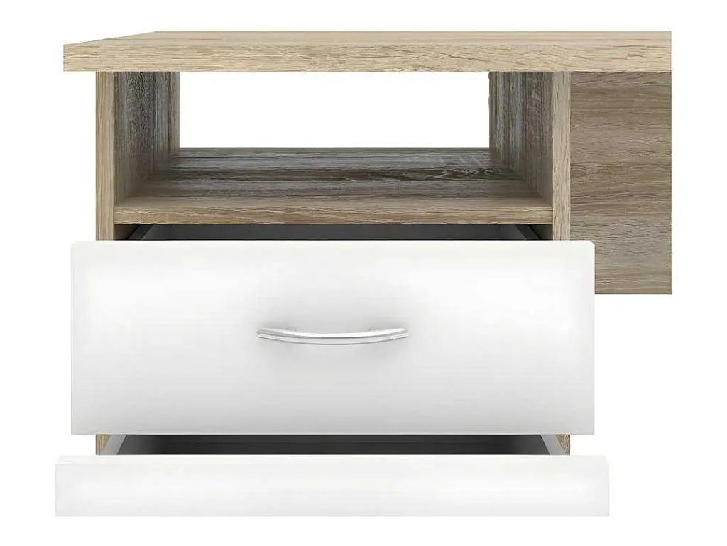 Fula Bureau 3 Lades Eiken Structuur Decor En Wit.-Vente-unique Best