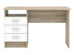 Fula Bureau 3 Lades Eiken Structuur Decor En Wit.-Vente-unique Best