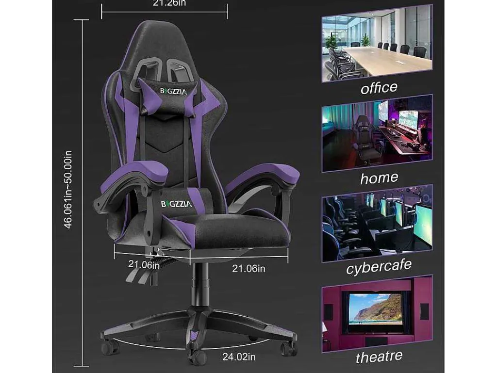 Gaming- En Bureaustoel Ergonomische Computerbureaustoel Met Hoofdsteun En Lumbale Ondersteuning-Vente-unique Discount