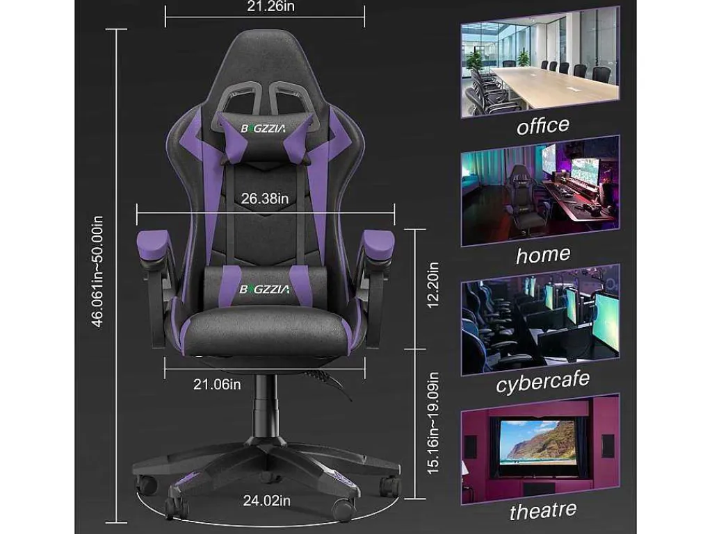 Gaming- En Bureaustoel Ergonomische Computerbureaustoel Met Hoofdsteun En Lumbale Ondersteuning-Vente-unique Discount