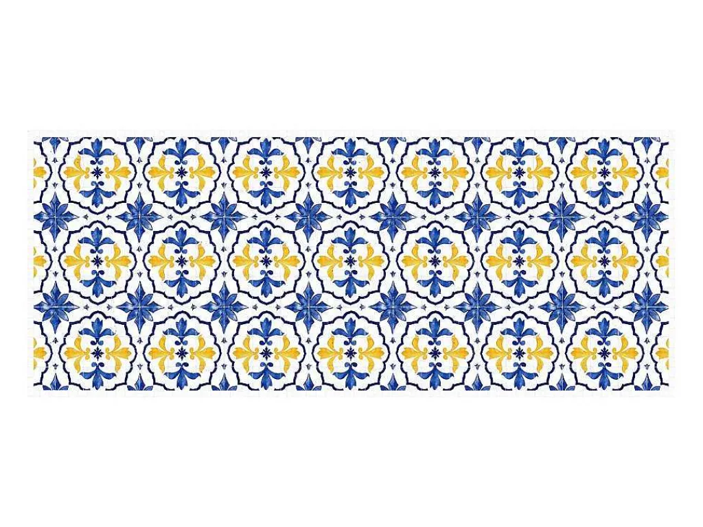 Gangtapijt Van Vinyl Met Cementtegeleffect - 66 X 160 Cm - Blauw En Geel - Florili-OZAIA New