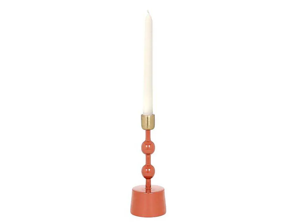 Geemailleerde Aluminium Kandelaar - H.22 Cm - Terracotta - Parina-OZAIA New