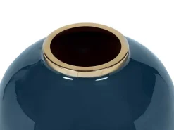 Geemailleerde Metalen Vaas - D. 29 X H. 36 Cm - Messing Afwerking - Groenblauw - Klaudia-OZAIA Outlet