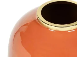 Geemailleerde Metalen Vaas - D. 29 X H. 36 Cm - Messing Afwerking - Terracotta - Klaudia-OZAIA Online