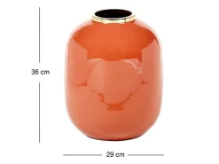 Geemailleerde Metalen Vaas - D. 29 X H. 36 Cm - Messing Afwerking - Terracotta - Klaudia-OZAIA Online