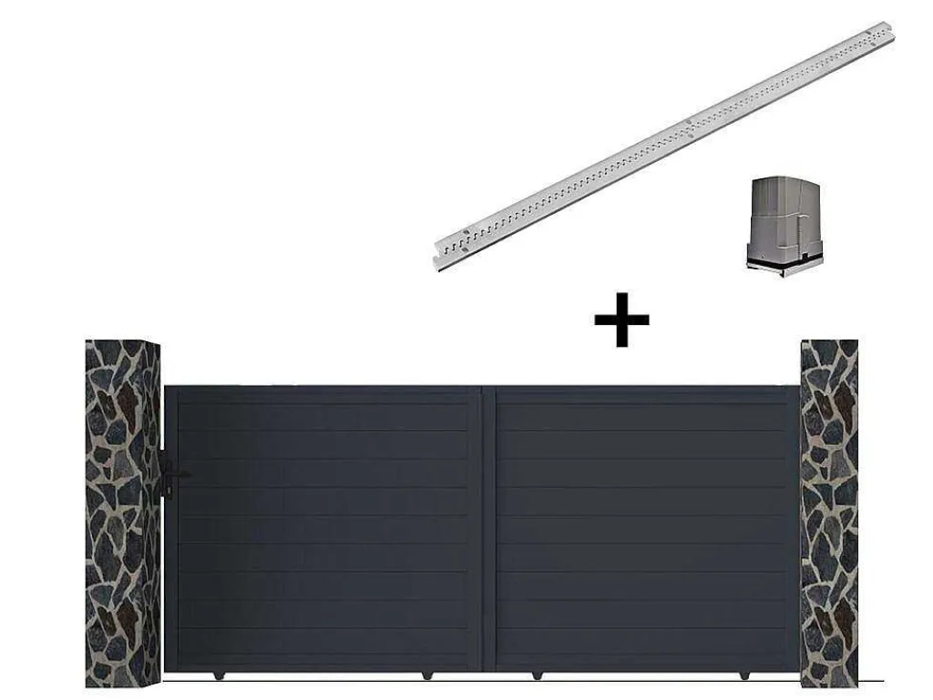 Gemotoriseerde Schuifpoort Van Aluminium Antraciet - L374 X 165 Cm - Nazario-EXPERTLAND Discount