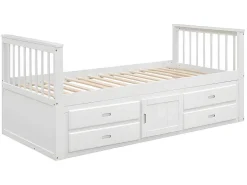 Gesloten Eenpersoonsbed 90X200Cm Met 4 Lades En Een Deur - Wit-ModernLuxe Discount