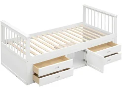 Gesloten Eenpersoonsbed 90X200Cm Met 4 Lades En Een Deur - Wit-ModernLuxe Discount