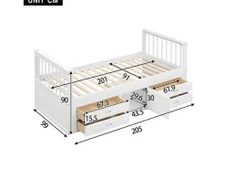 Gesloten Eenpersoonsbed 90X200Cm Met 4 Lades En Een Deur - Wit-ModernLuxe Discount