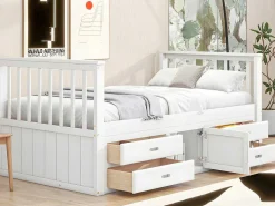 Gesloten Eenpersoonsbed 90X200Cm Met 4 Lades En Een Deur - Wit-ModernLuxe Discount