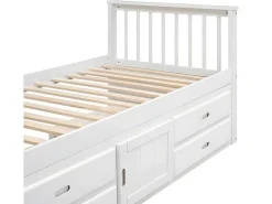 Gesloten Eenpersoonsbed 90X200Cm Met 4 Lades En Een Deur - Wit-ModernLuxe Discount
