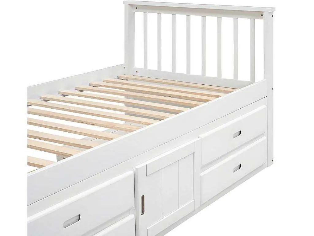 Gesloten Eenpersoonsbed 90X200Cm Met 4 Lades En Een Deur - Wit-ModernLuxe Discount