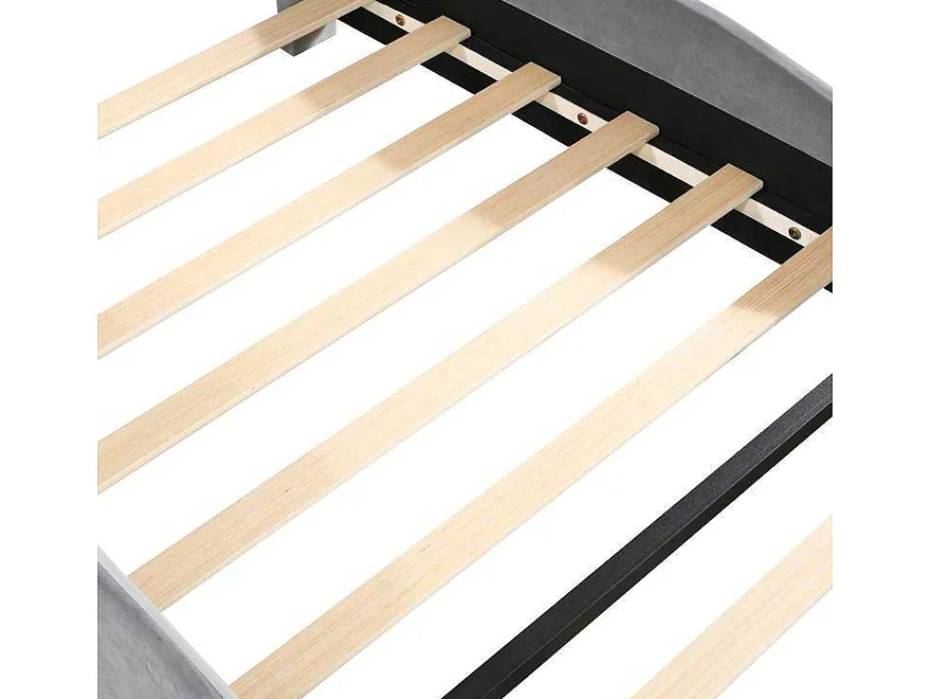 Gestoffeerd Bed Met Hoofdeinde 90 X 200 Cm - Beervorm - Fluweel - Grijs-Vente-unique