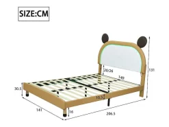 Gestoffeerd Bed Met Verstelbaar Hoofdbord 140 X 200 Cm - Led'S - Pu Leer - Geel + Bruin-Vente-unique Sale